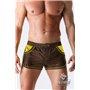 Maskulo - BeGuard Nylon Club Shorts with Contrasting Mesh Inserts Brown