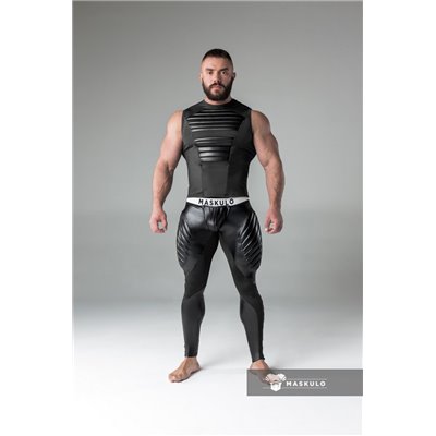 MASKULO - Men's Fetish Leggings Codpiece Zipped Rear Black