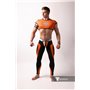 MASKULO - Men's Fetish Leggings Codpiece Zipped Rear Neon Orange