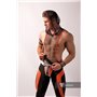 MASKULO - Men's Fetish Leggings Codpiece Zipped Rear Neon Orange