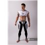 MASKULO - Men's Fetish Leggings Codpiece Zipped Rear Neon White