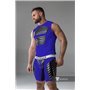 MASKULO - Men's Fetish Shorts Codpiece Zippered rear Full Thigh Pads Royal Blue