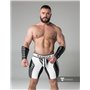 MASKULO - Men's Fetish Shorts Codpiece Zippered rear Full Thigh Pads White