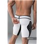 MASKULO - Men's Fetish Shorts Codpiece Zippered rear Full Thigh Pads White