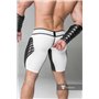 MASKULO - Men's Fetish Shorts Codpiece Zippered rear Full Thigh Pads White