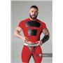 MASKULO - Armored Men's Fetish T-Shirt Spandex Front Pads Red