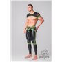 MASKULO - Men's Fetish Crop Top Mesh Sleeves Neon Green