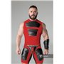 MASKULO - Men's Fetish Tank Top Spandex Front Pads Red