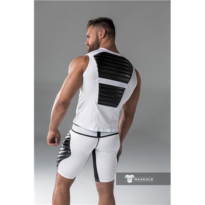 MASKULO - Men's Fetish Tank Top Spandex Front Pads White