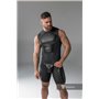 MASKULO - Men's Fetish Tank Top Spandex Front Pads Black