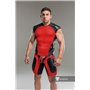 MASKULO - Men's Fetish Top Spandex Shoulder Lacing Red