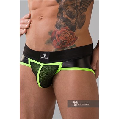 MASKULO - Briefs Mesh Codpiece Zippered Rear Neon Green