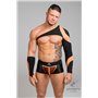 MASKULO - Asymmetrical Long-Sleeved Crop Top Neon Orange