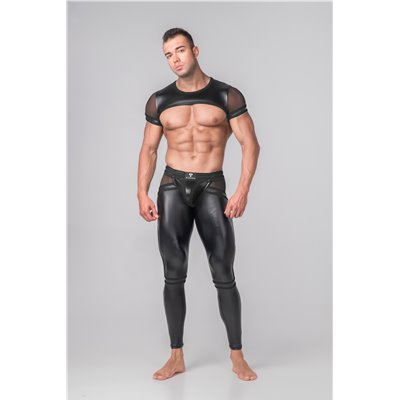 MASKULO - Men's Fetish Crop Top Mesh Sleeves Black