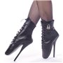 Ballet Black leather Ankle Boots with Padlock 7" Heel