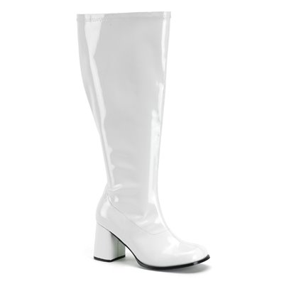 GoGo Plus Size Boot White 3" Heel