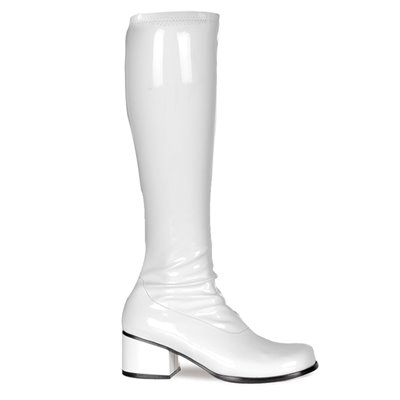 Retro Steel Toe GoGo Boot White 2" Heel