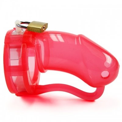 BON4L Transparent Red Large Chastity Device