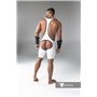 MASKULO - Wrestling Singlet Codpiece Open Rear Thigh Pads White