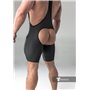 MASKULO - Wrestling Singlet Codpiece Open Rear Thigh Pads Black