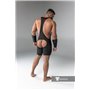 MASKULO - Wrestling Singlet Codpiece Open Rear Thigh Pads Black