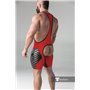 MASKULO - Wrestling Singlet Codpiece Open rear full thigh Pads Red