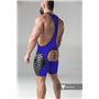 MASKULO - Wrestling Singlet Codpiece Open rear full thigh Pads Royal blue