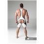 MASKULO - Wrestling Singlet Codpiece Open rear full thigh Pads White