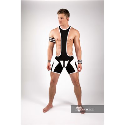 MASKULO - Men's Fetish Wrestling Singlet Codpiece White