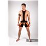 MASKULO - Men's Fetish Wrestling Singlet Codpiece Zippered rear Neon Orange