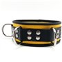 Leather collar- 3D ring - Yellow/Black