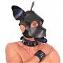 Leather collar- 3D ring - Blue/Black