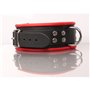 Leather collar- 3D ring - Black/Red