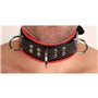 Leather collar- 3D ring - Black/Red