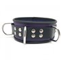 Leather collar- 3D ring - Purple/Black