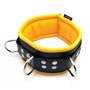 Leather collar - padding - 3D ring - Black/Yellow
