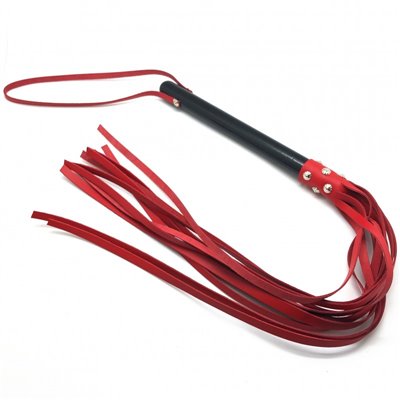 FLOGGER LEATHER RED STRINGS - 78cm - WOODEN HANDLE