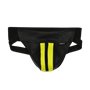 Addikt Leather Jockstrap Zip: Black & Yellow